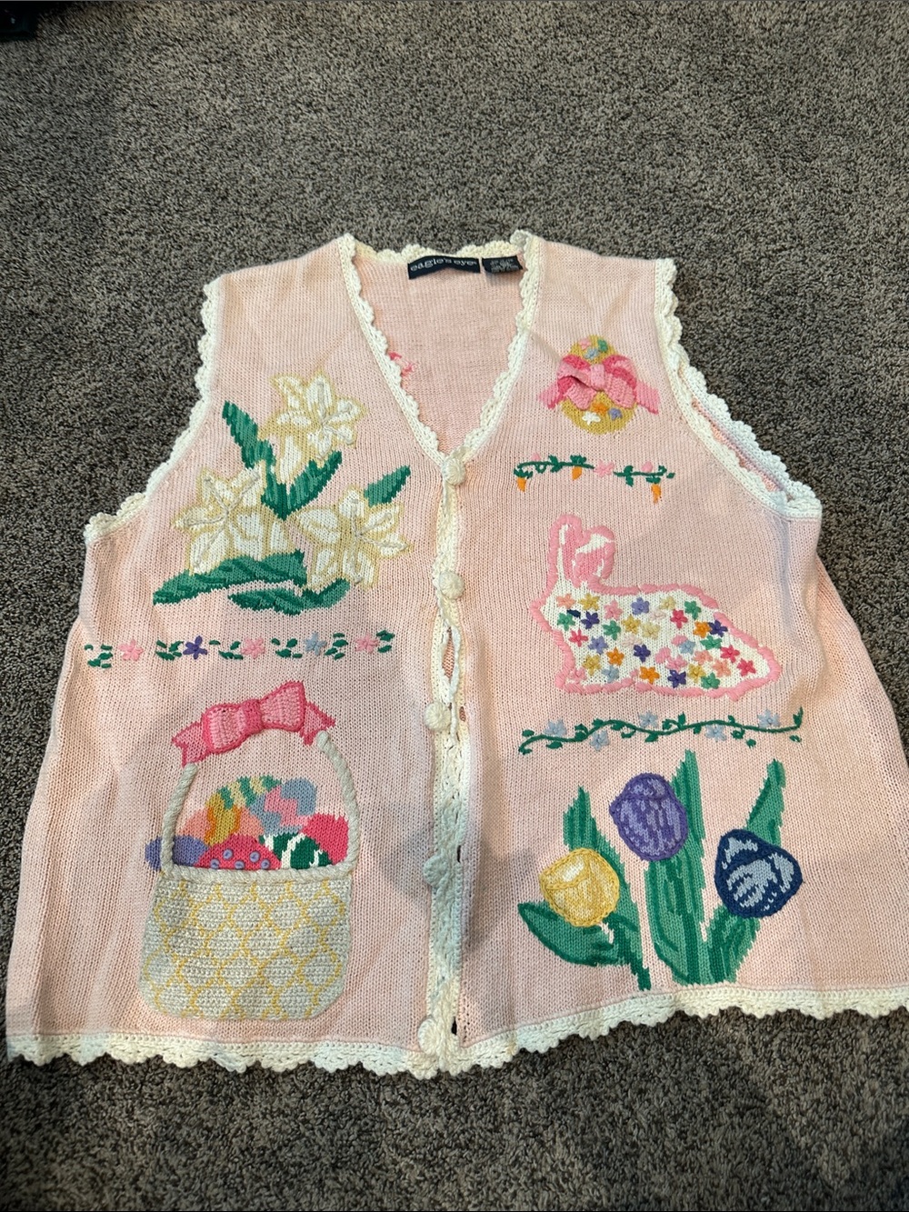Eagles Eye Vintage Easter Knit Vest size XL.  Cute!